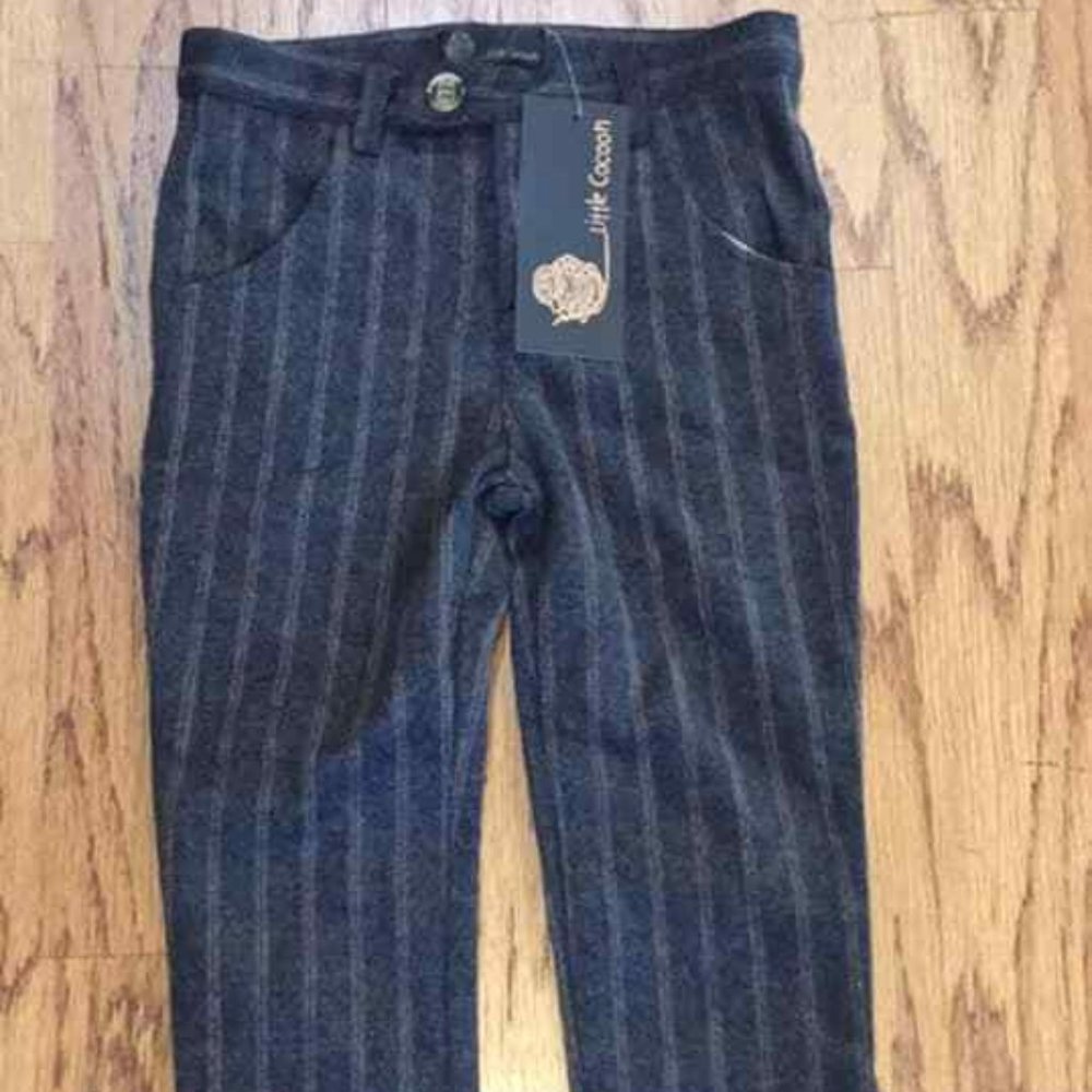 NWT-Little Cocoon Adjustable waist pants, size 5 boys, gray, striped